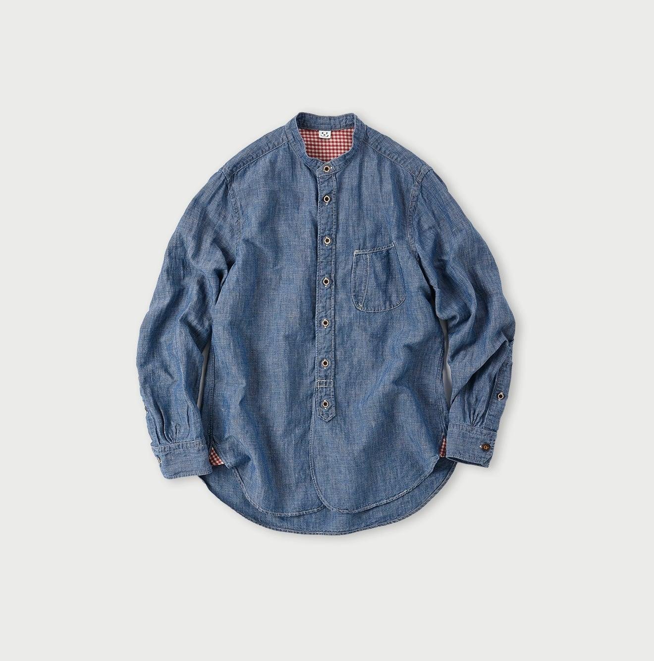 Cotton Linen Dungaree 908 Loafer Stand Collar Shirt Tan (Size 4)