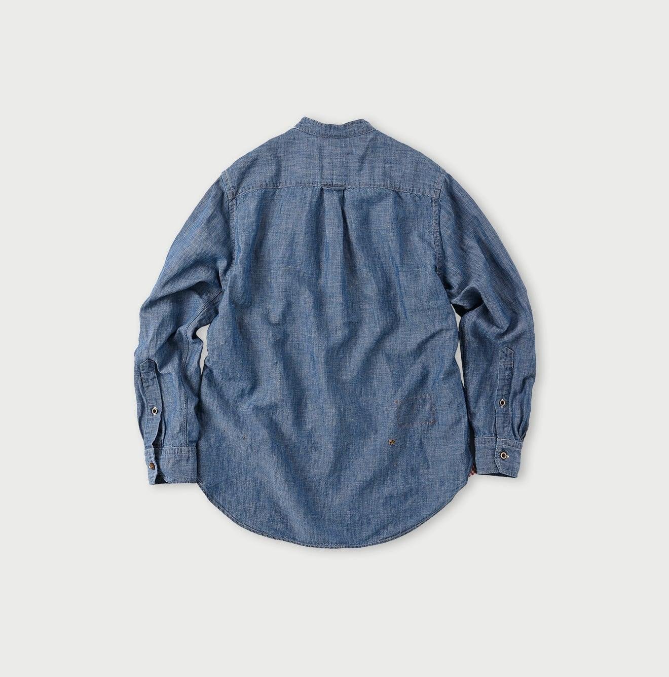 Cotton Linen Dungaree 908 Loafer Stand Collar Shirt Tan (Size 4) - Image 2