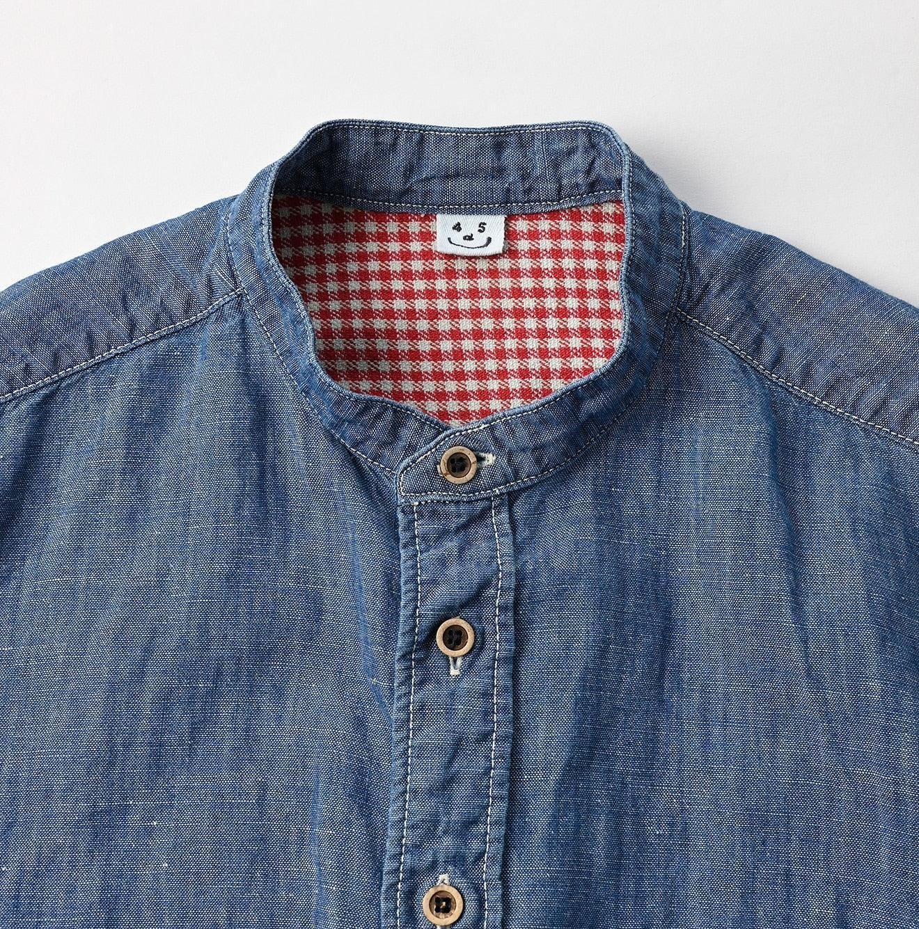 Cotton Linen Dungaree 908 Loafer Stand Collar Shirt Tan (Size 4) - Image 9