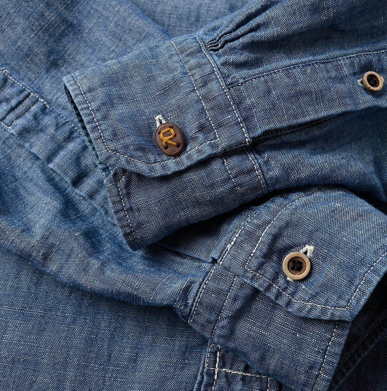 Cotton Linen Dungaree 908 Loafer Stand Collar Shirt Tan (Size 4) - Image 12