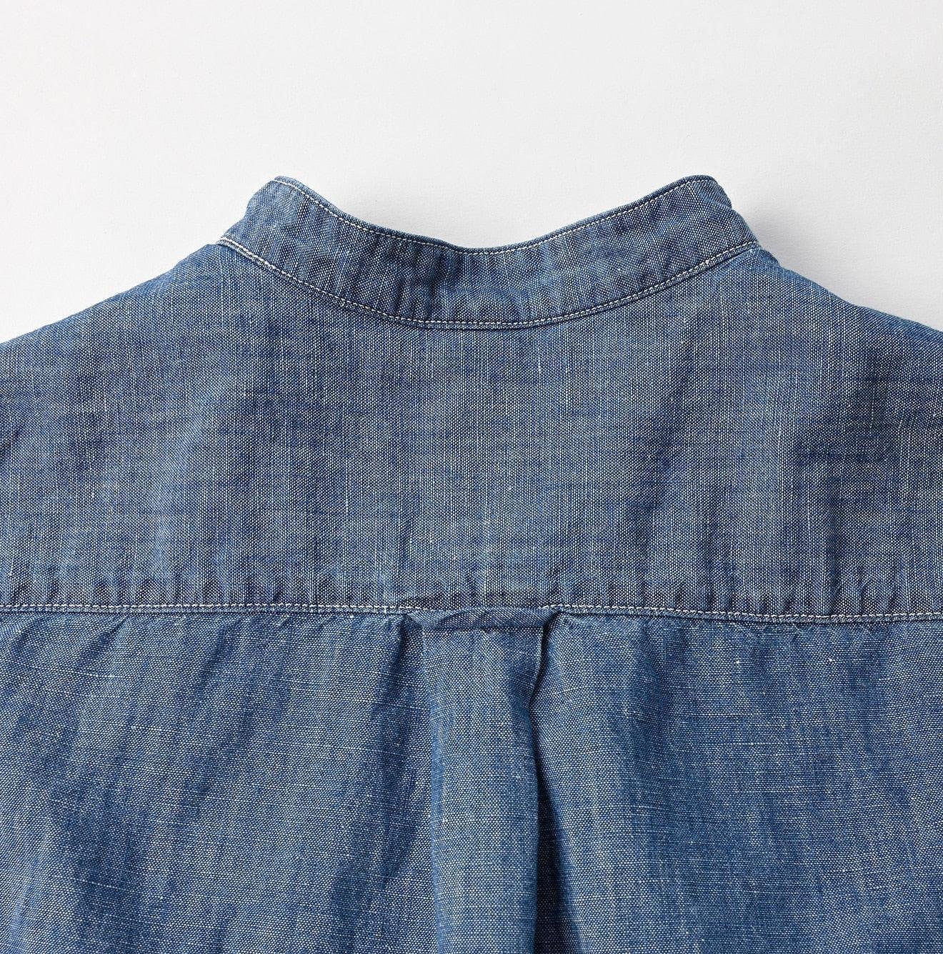 Cotton Linen Dungaree 908 Loafer Stand Collar Shirt Tan (Size 4) - Image 14