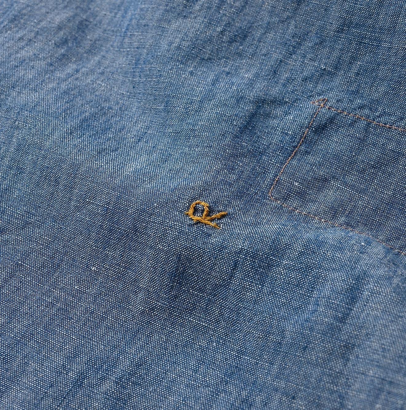 Cotton Linen Dungaree 908 Loafer Stand Collar Shirt Tan (Size 4) - Image 15