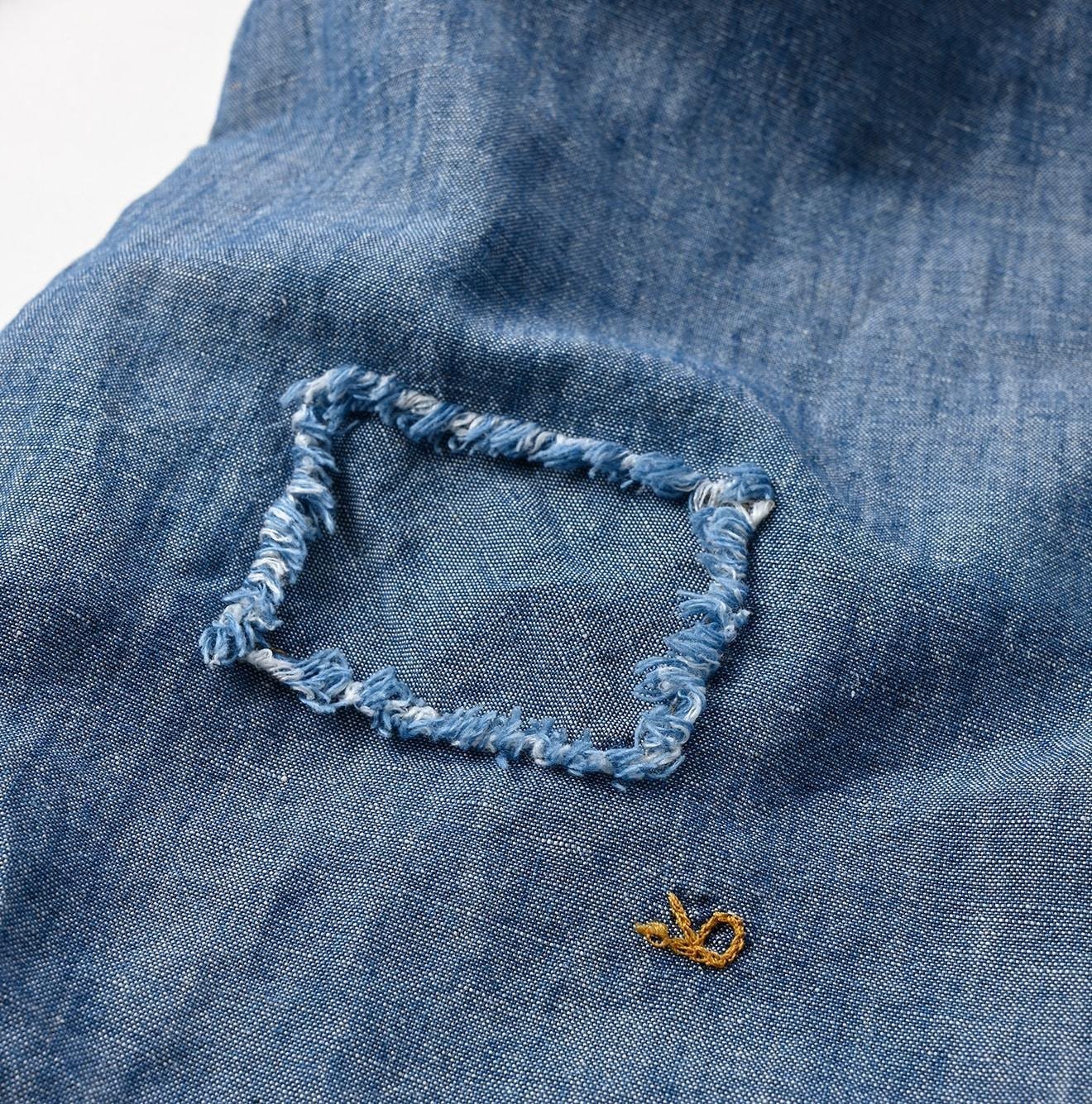 Cotton Linen Dungaree 908 Loafer Stand Collar Shirt Tan (Size 4) - Image 17