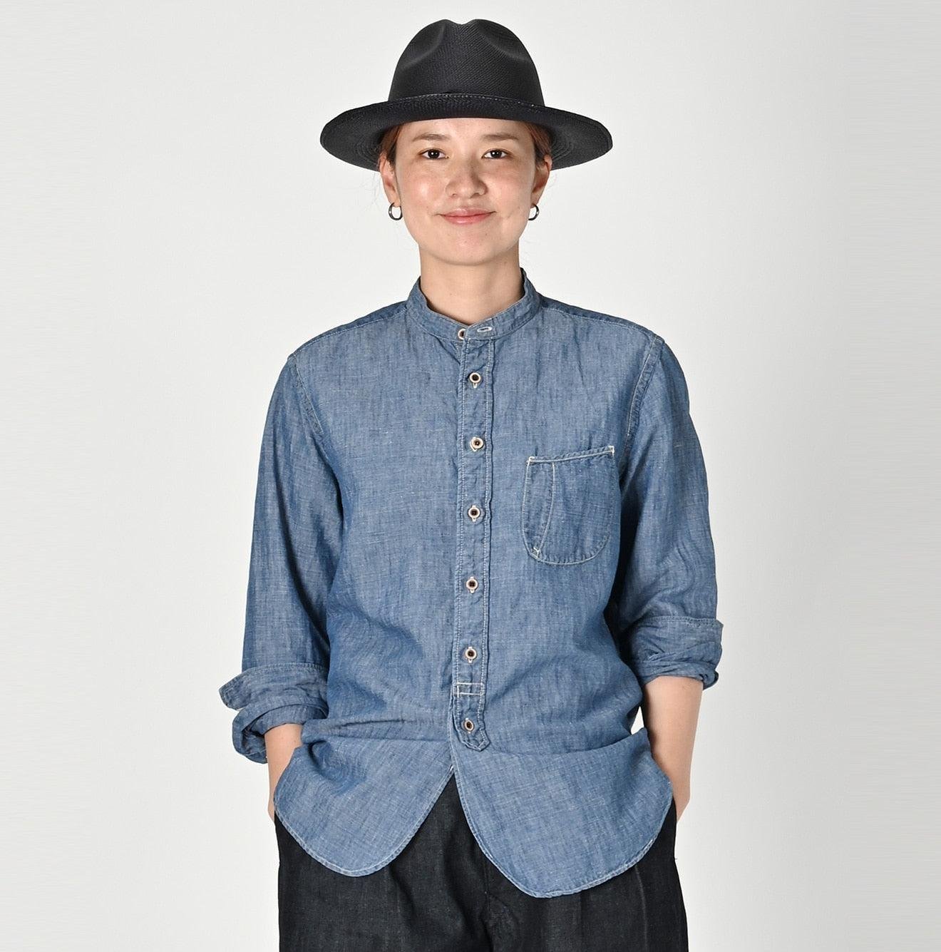 Cotton Linen Dungaree 908 Loafer Stand Collar Shirt Tan (Size 4) - Image 3