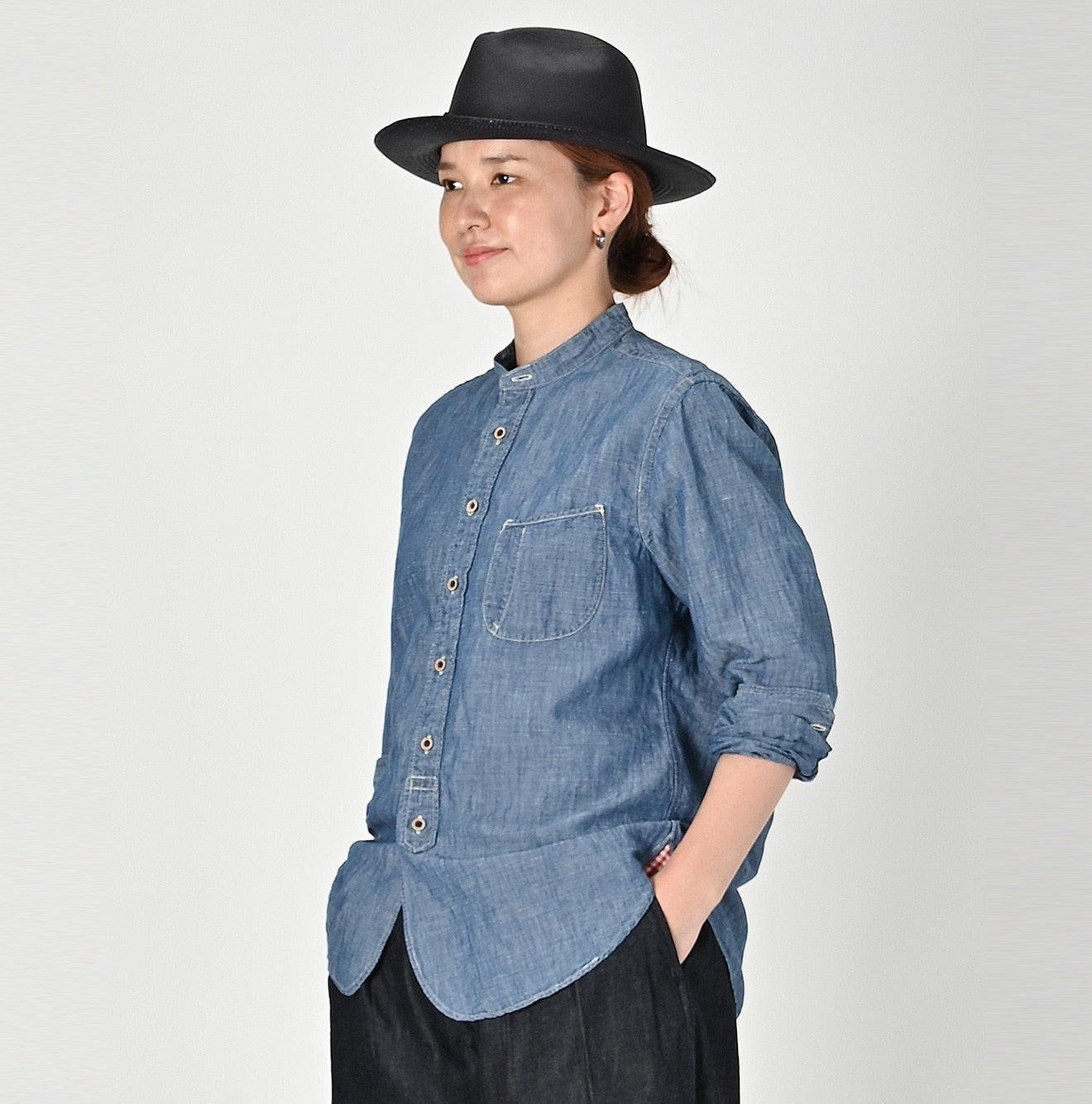 Cotton Linen Dungaree 908 Loafer Stand Collar Shirt Tan (Size 4) - Image 4